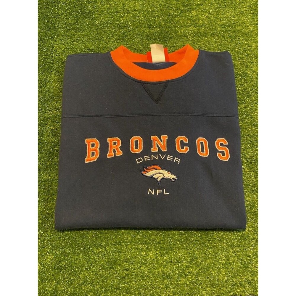 Denver Broncos sweatshirt mens extra large blue vintage Y2K crew neck NFL V